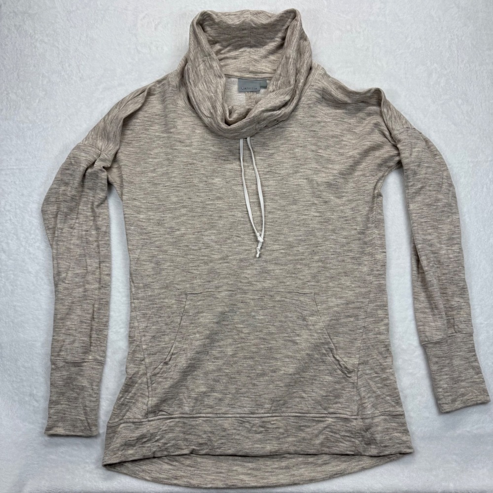 Athleta Cozy Karma Asym Cowl Neck Pullover Thumbholes Pocket Top Medium